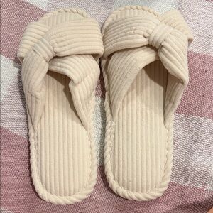 Women's Cream Knitted Slippers